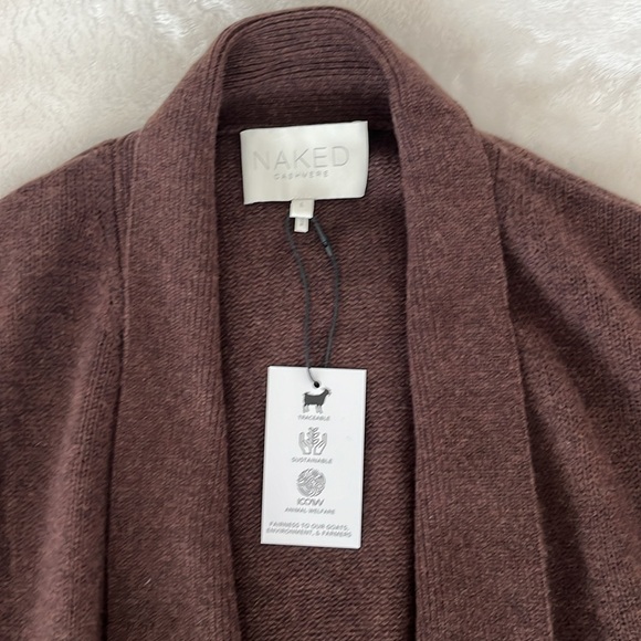 NEW NakedCashmere Chocolate Brown Ynes Tie-Belt 100% Cashmere Belted Robe NWT - Picture 6 of 15